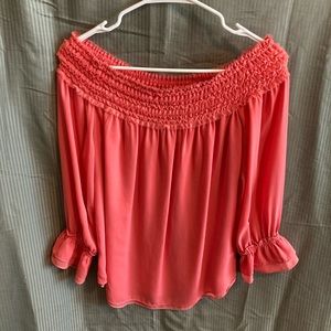 WHBM coral off shoulder top
